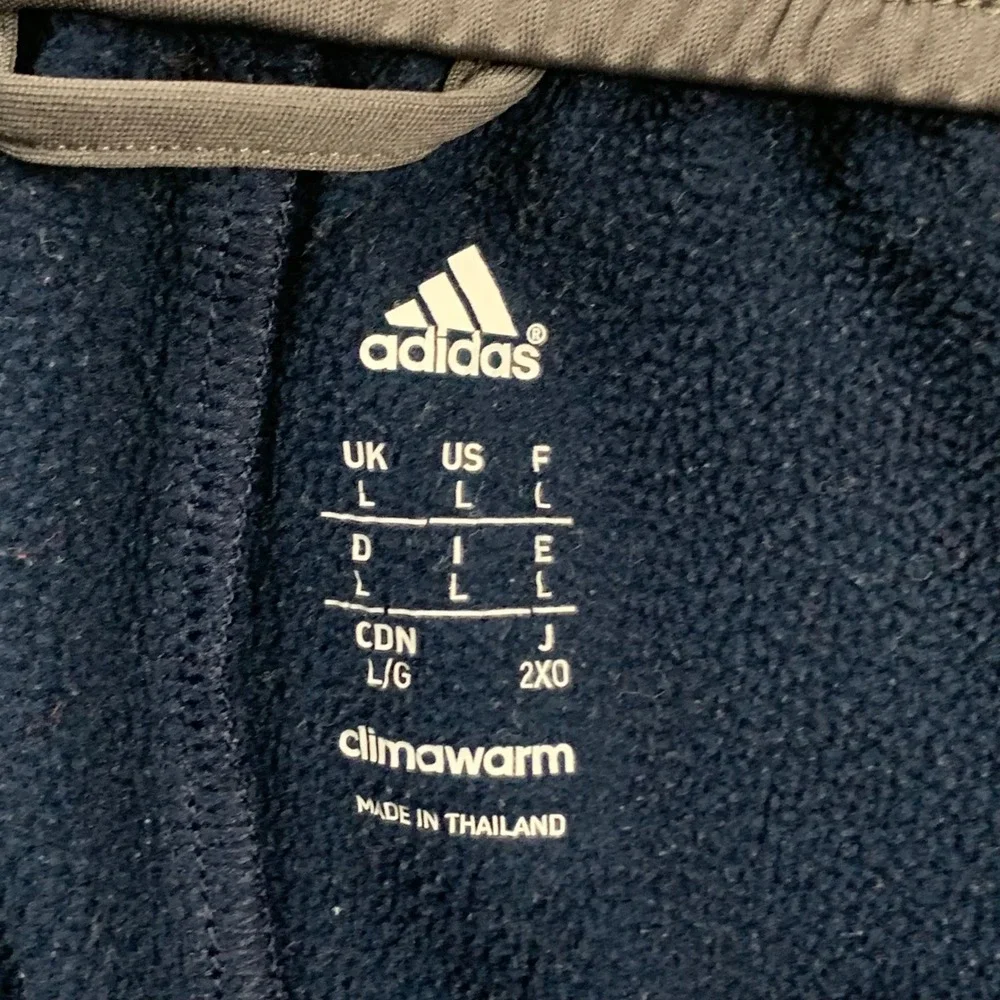 Adidas Track Pants Mens Large Navy Blue Climawarm Straight Leg Fleece Lined